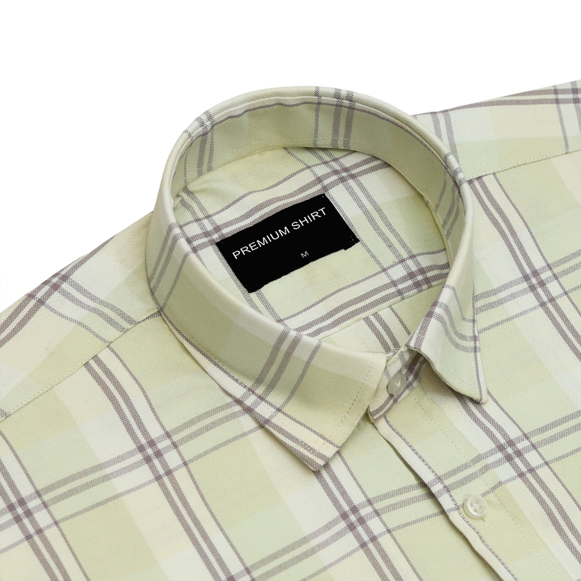 Pale Pistachio Classic Check Oxford Cotton Shirt For Men