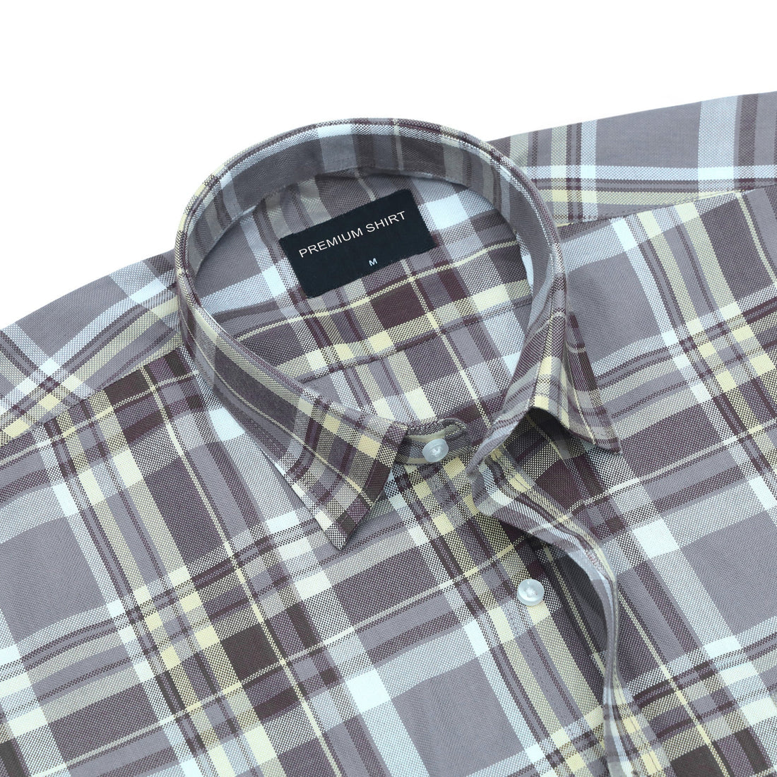 Pack of 2 Walnut Beige & Graphite Mustard Classic Check Cotton Shirts Bundle For Men