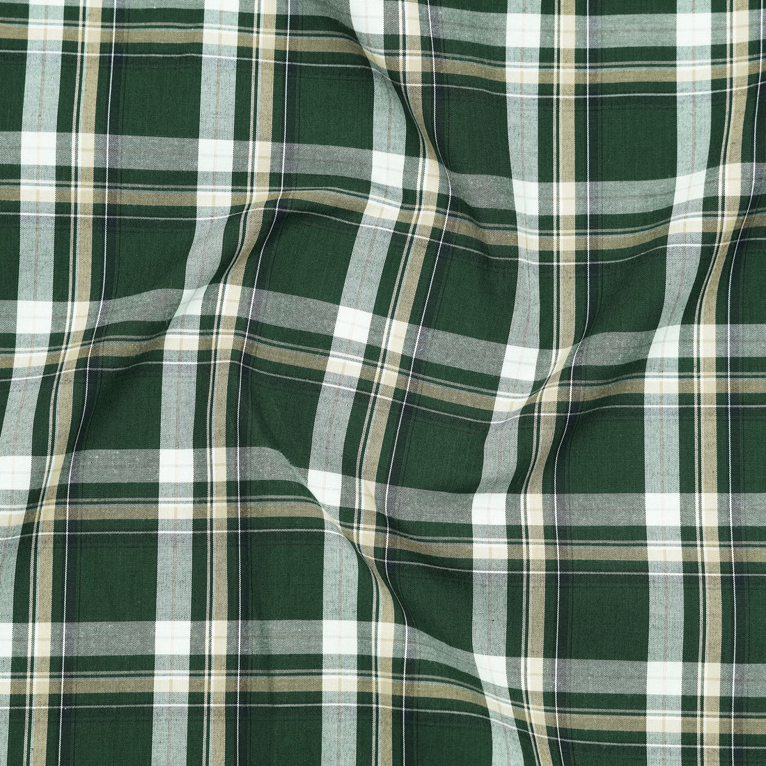 Woodland Green Classic Check Paper Cotton Shirt for Men