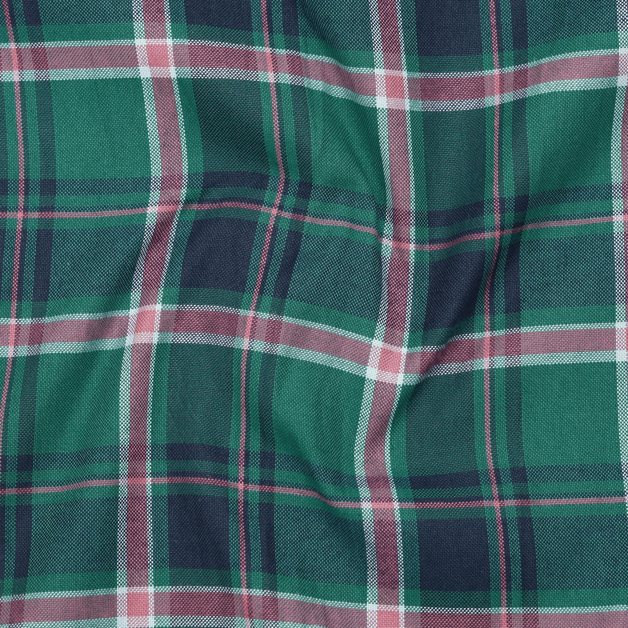 Moss Green Classic Check Cotton Shirt for Men