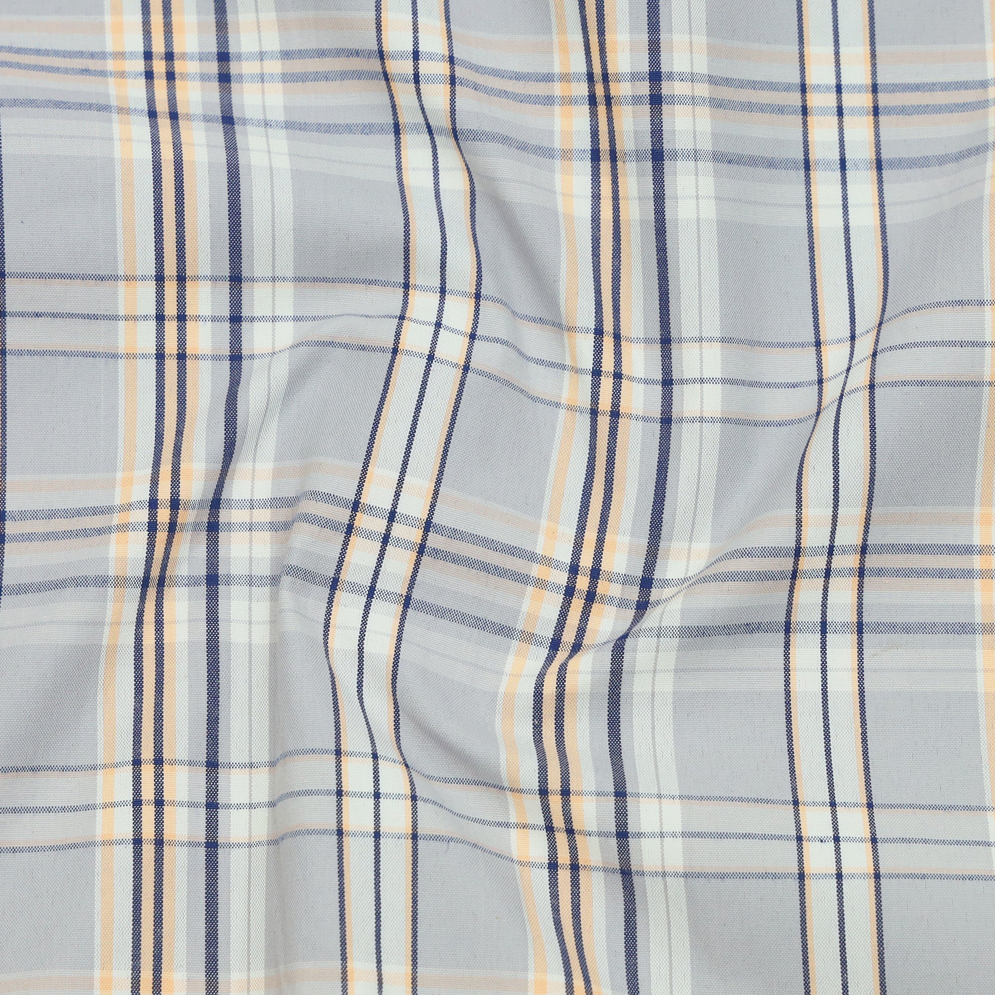 Graphite Mustard Classic Check Paper Cotton Shirt For Men