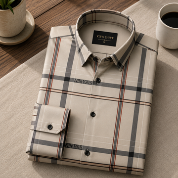 Steel Blue Checkmate Satin Shirt for Men