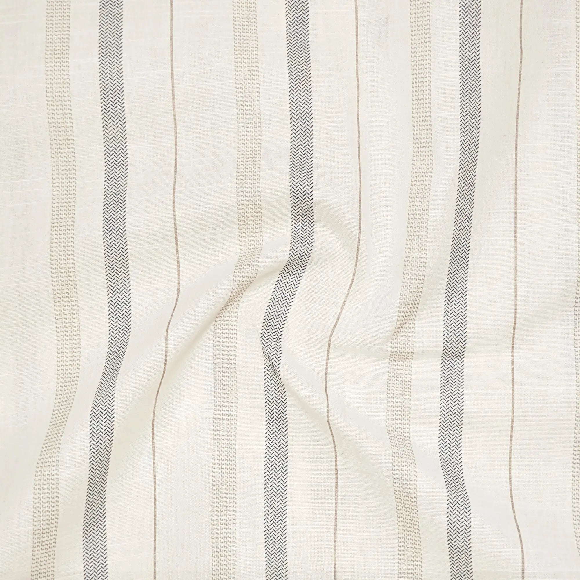 Charcoal Beige Stripe Linen Shirt For Men