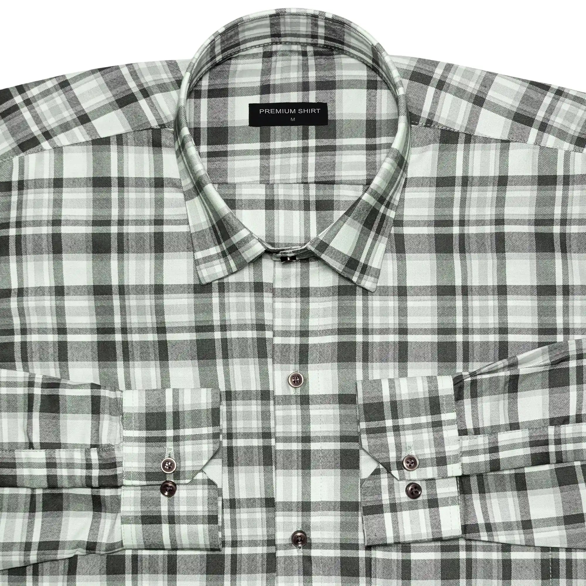 Olive Green Classic Check Cotton Blend Shirt for Men