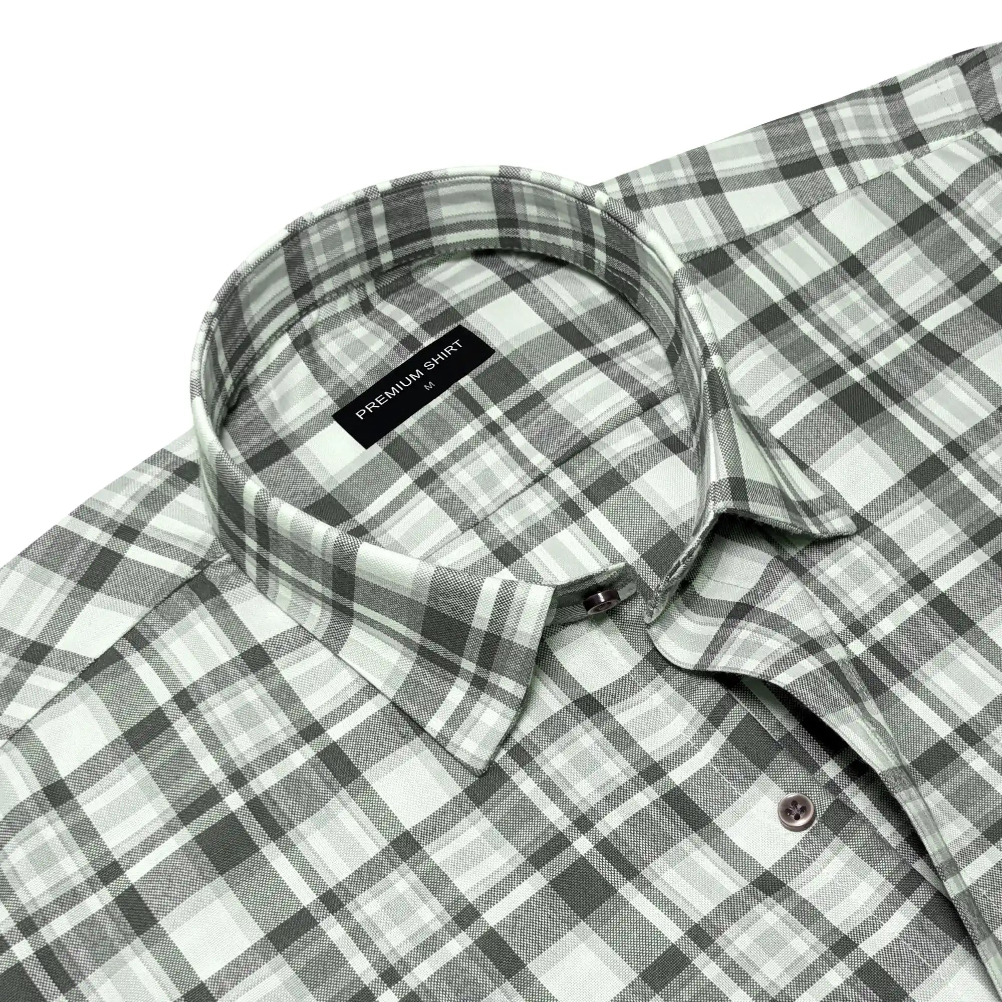 Olive Green Classic Check Cotton Blend Shirt for Men